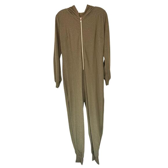 NWT Savage X Fenty Olive Metallic Sparkly Sleep & Shine Hooded One Piece Size M - Picture 2 of 13